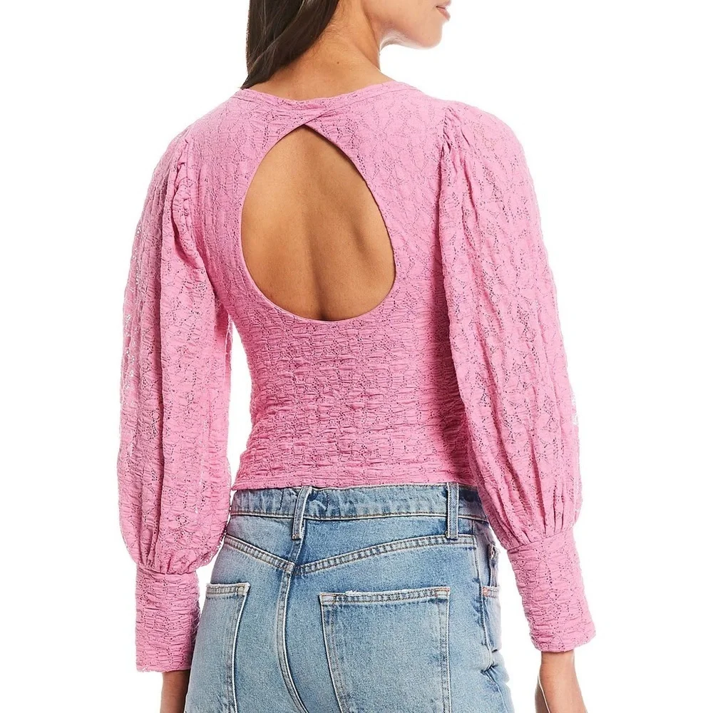 NWT Free People Plumeria Tea Time Cropped Lace Blouse Size Small